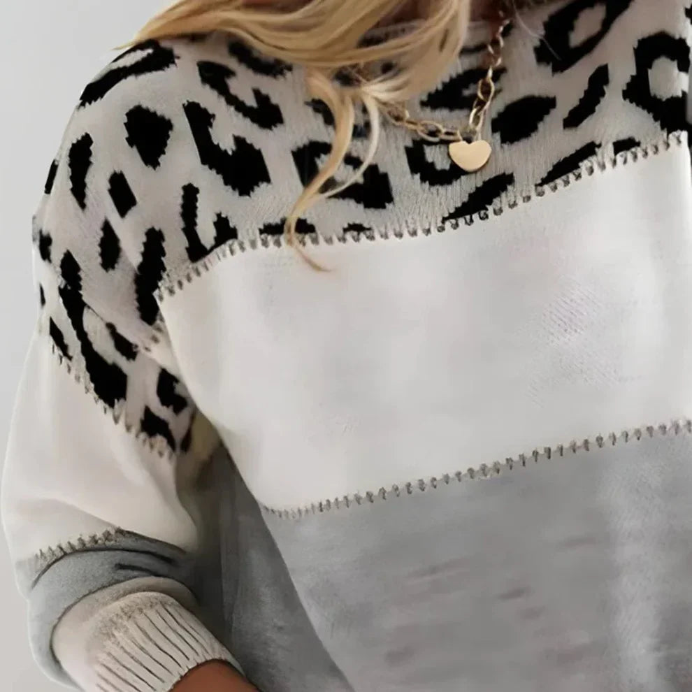 Women’s leopard color-block pullover – women