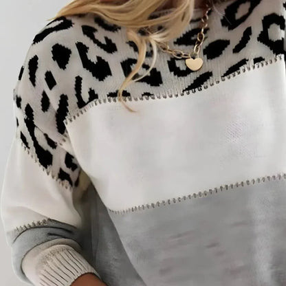 Women’s leopard color-block pullover – women