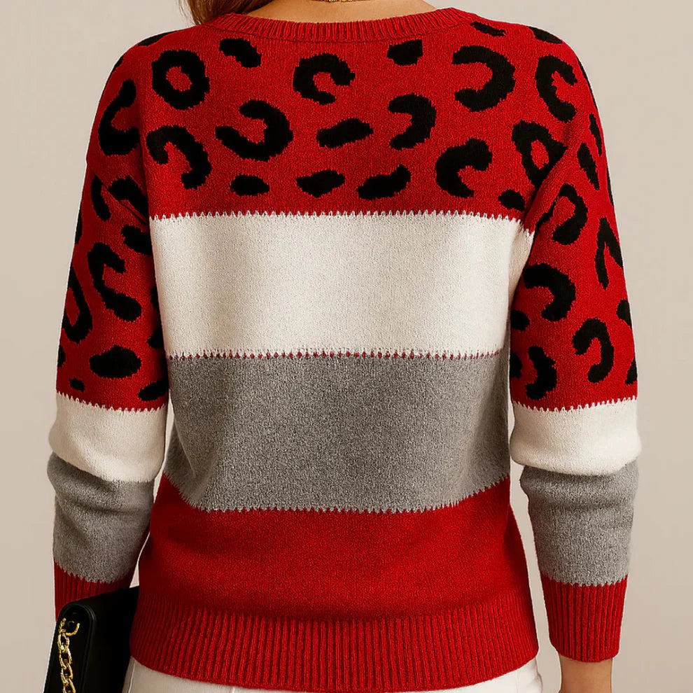Women’s leopard color-block pullover – women