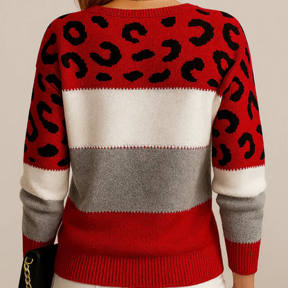 Women’s leopard color-block pullover – women