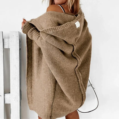 Women’s long color block knit winter cardigan – women