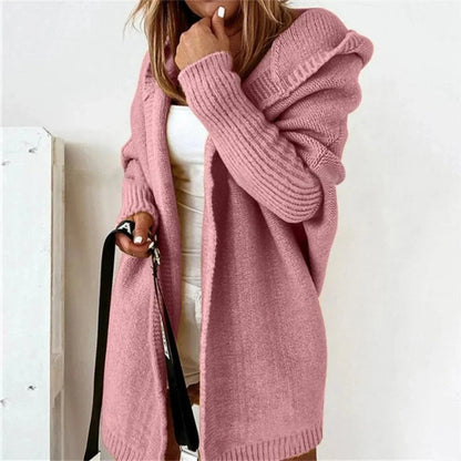 Women’s long color block knit winter cardigan – women
