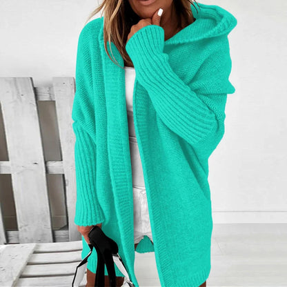 Women’s long color block knit winter cardigan – women