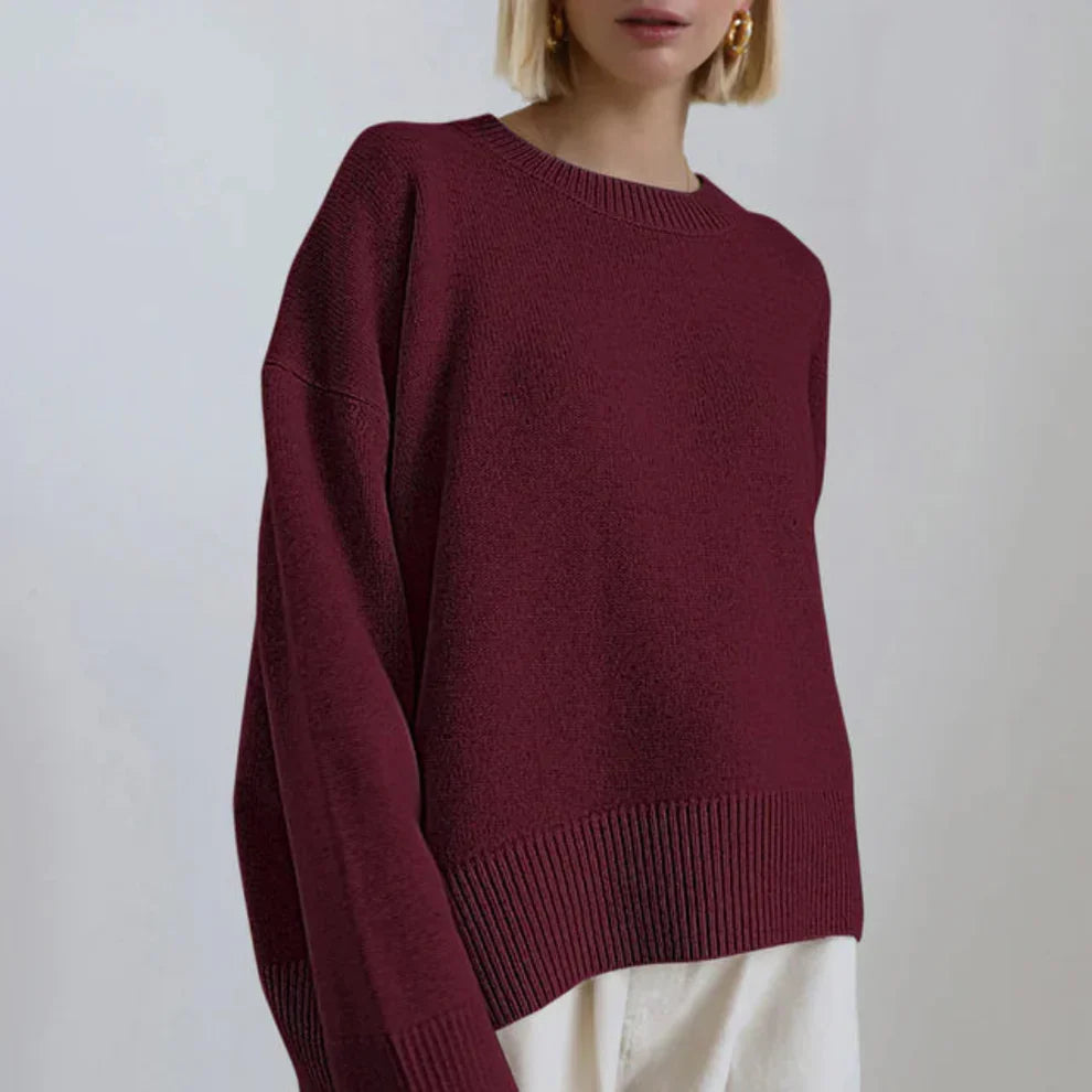 Women’s oversized crew-neck knitted sweater – women