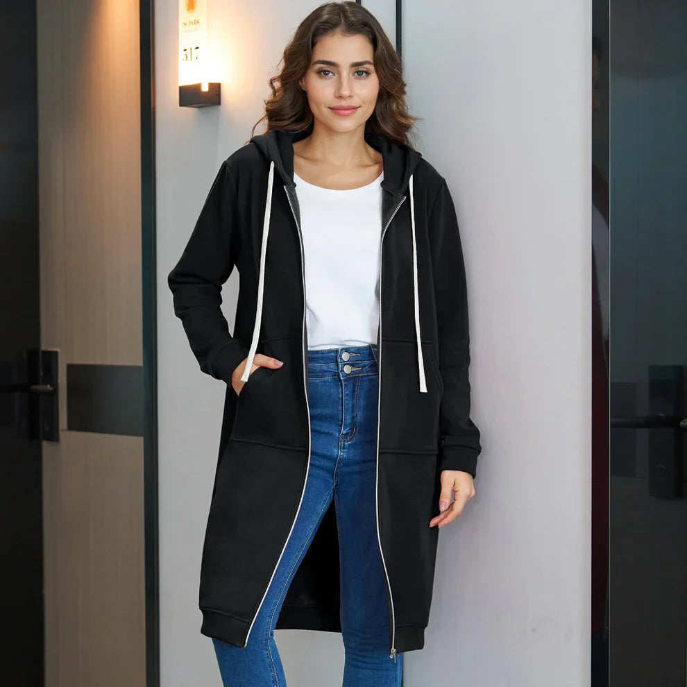 Women’s oversized fleece jacket with hood – women