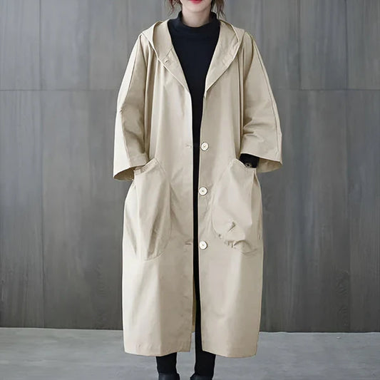 Women’s oversized hooded long overcoat – women