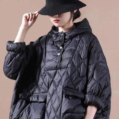 Women's oversized puffer jacket, lightweight with hood – women
