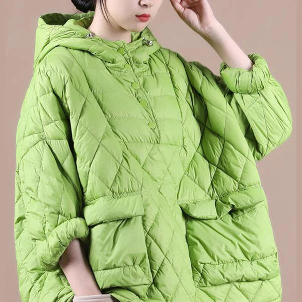 Women's oversized puffer jacket, lightweight with hood – women