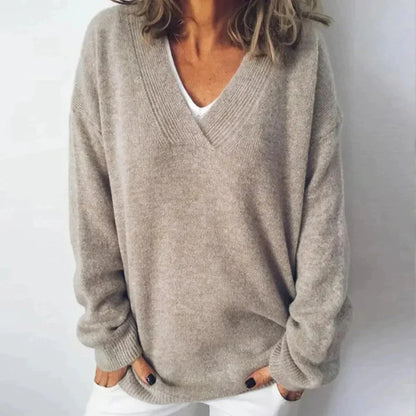 Women’s oversized v-neck knitted sweater – women