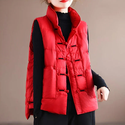 Women's puffer vest with stand-up collar - women