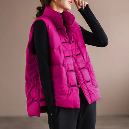 Women's puffer vest with stand-up collar - women
