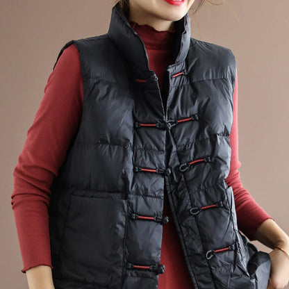 Women's puffer vest with stand-up collar - women
