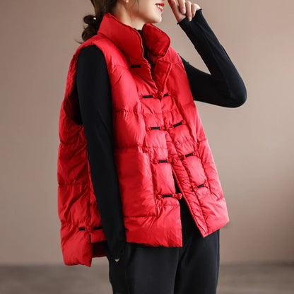 Women's puffer vest with stand-up collar - women