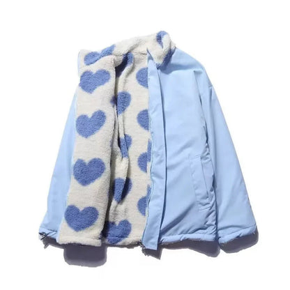 Women's reversible sherpa jacket with heart design – women