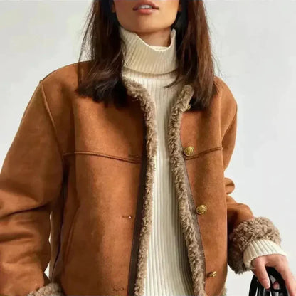 Women’s sherpa jacket warm casual winter coat – women