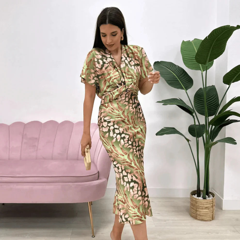 Women’s floral wrap-evening dress midi – women