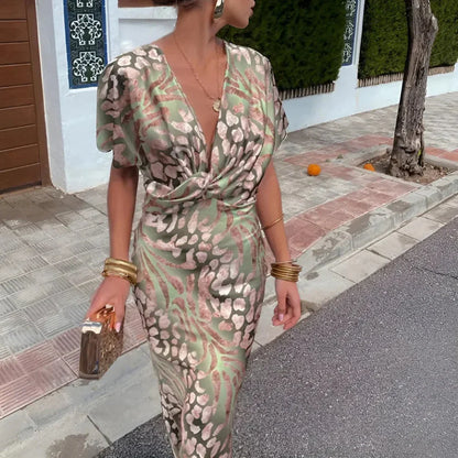 Women’s floral wrap-evening dress midi – women