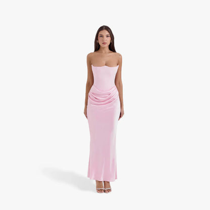 Women’s strapless bodycon evening dress with ruching – women