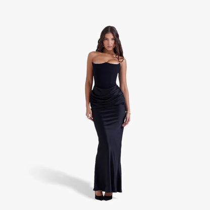 Women’s strapless bodycon evening dress with ruching – women