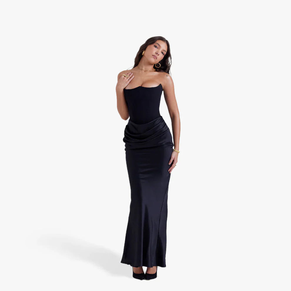 Women’s strapless bodycon evening dress with ruching – women