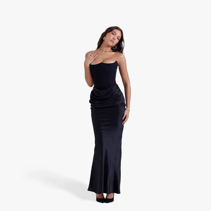 Women’s strapless bodycon evening dress with ruching – women