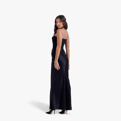 Women’s strapless bodycon evening dress with ruching – women
