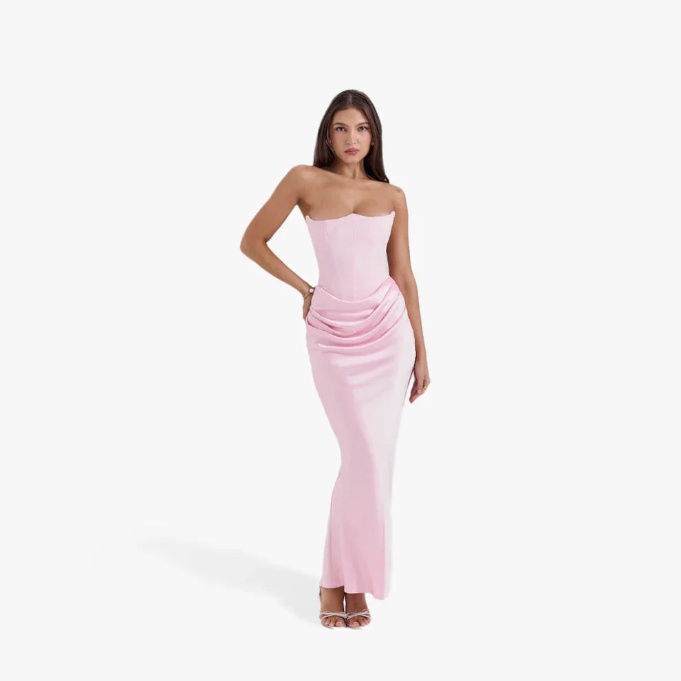 Women’s strapless bodycon evening dress with ruching – women