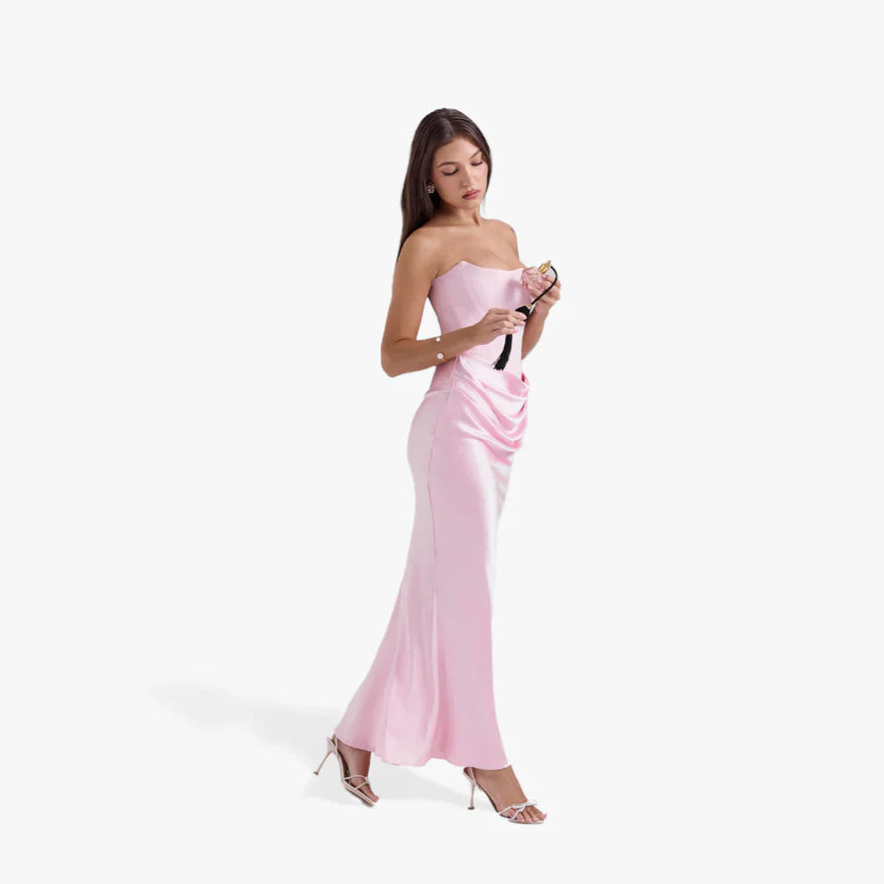 Women’s strapless bodycon evening dress with ruching – women