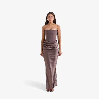 Women’s strapless bodycon evening dress with ruching – women
