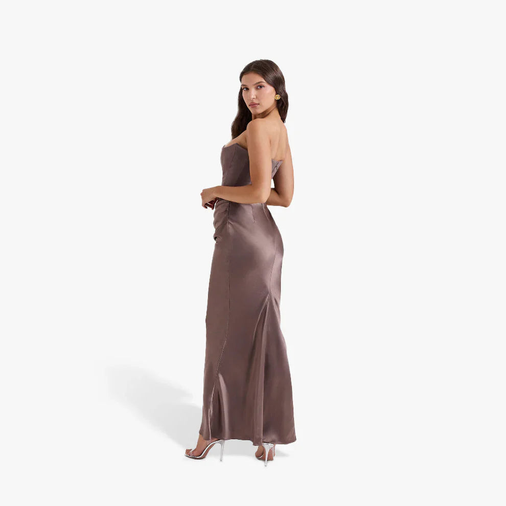 Women’s strapless bodycon evening dress with ruching – women