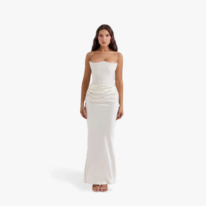 Women’s strapless bodycon evening dress with ruching – women