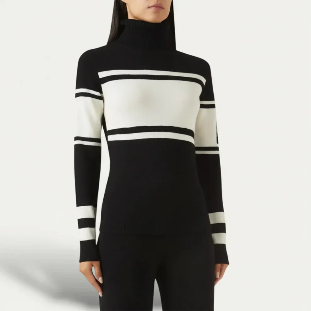 Women's striped turtleneck sweater