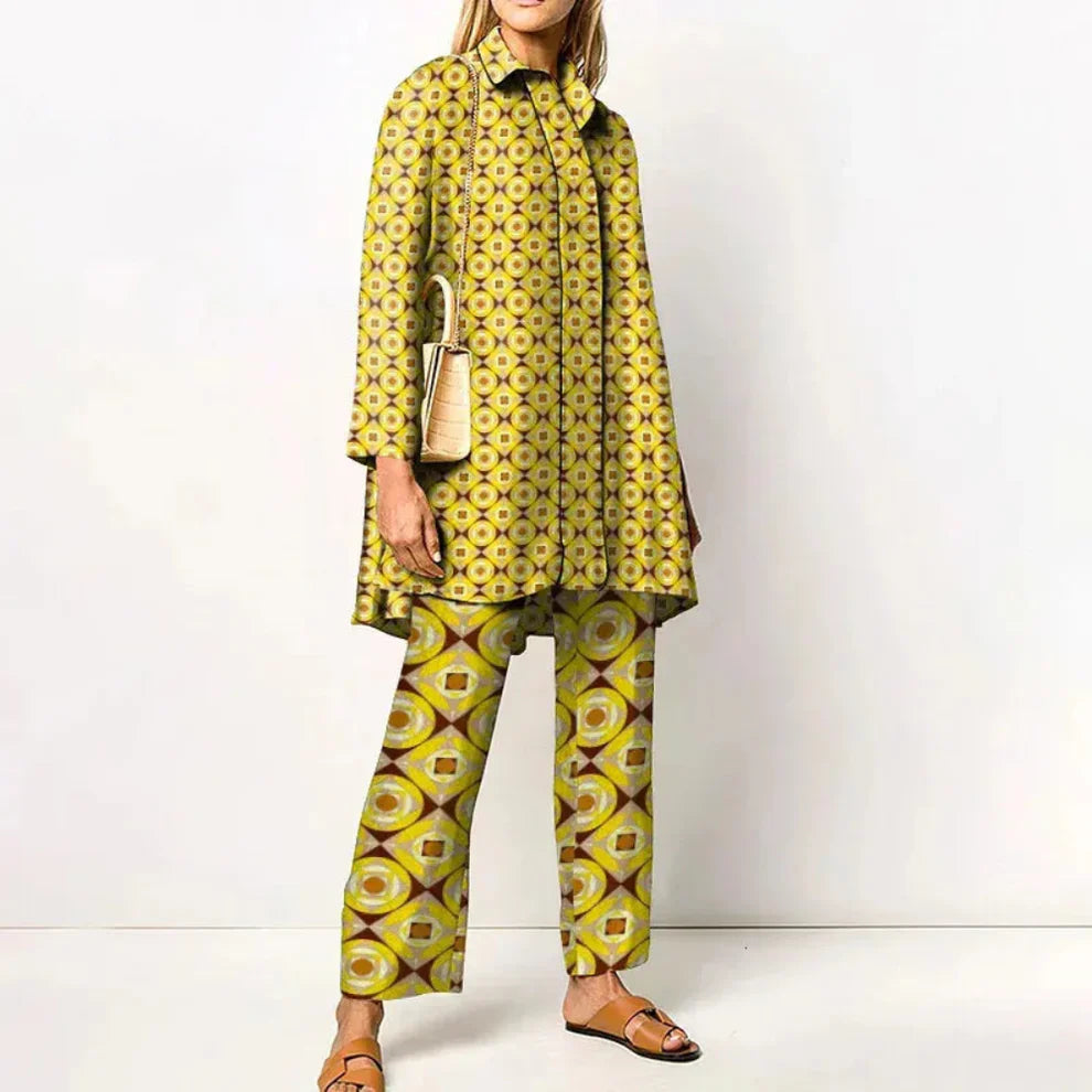 Women’s vintage print sweater two-piece outfit – women
