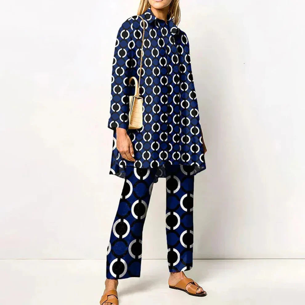 Women’s vintage print sweater two-piece outfit – women