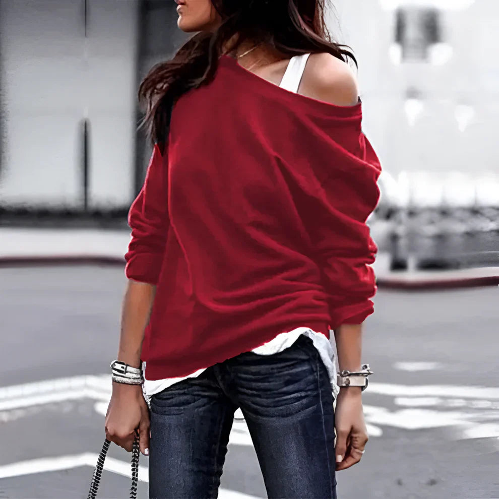 Women’s off-shoulder sweatshirt with heart pattern – women