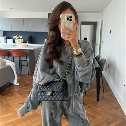 Women’s tracksuit set cozy sweater & pants – women