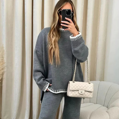 Women’s stylish split sweater tracksuit set – women