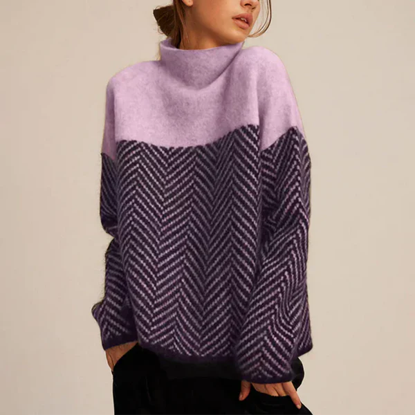 Women’s turtleneck sweater chevron pattern – women