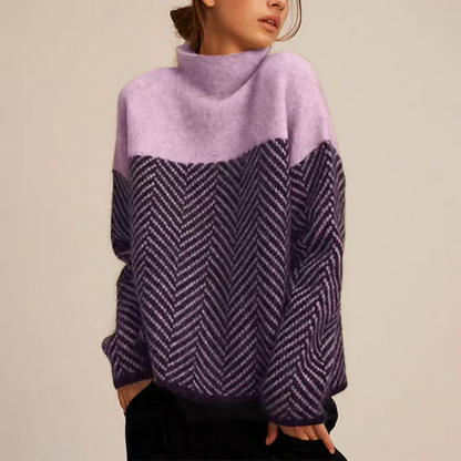 Women’s turtleneck sweater chevron pattern – women