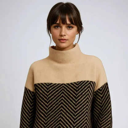 Women’s turtleneck sweater chevron pattern – women