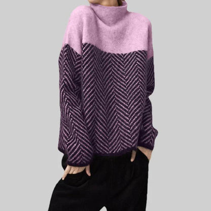 Women’s turtleneck sweater chevron pattern – women