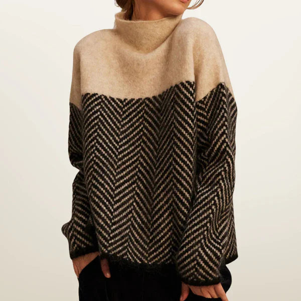 Women’s turtleneck sweater chevron pattern – women
