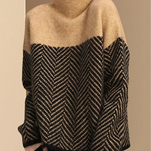 Women’s turtleneck sweater chevron pattern – women