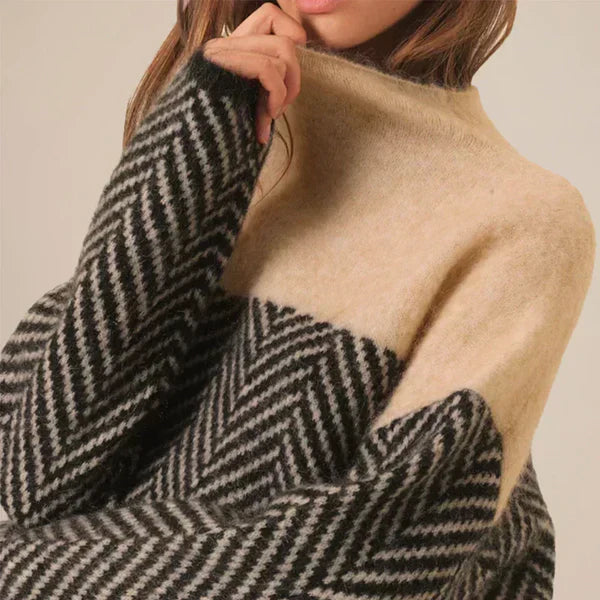 Women’s turtleneck sweater chevron pattern – women