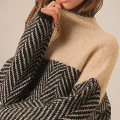 Women’s turtleneck sweater chevron pattern – women
