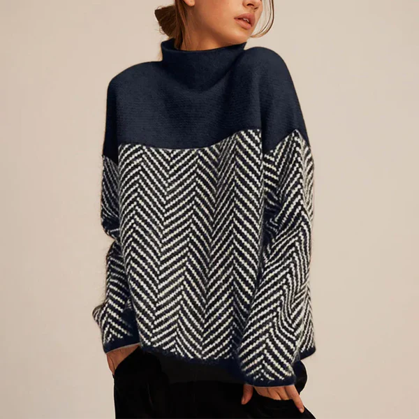 Women’s turtleneck sweater chevron pattern – women