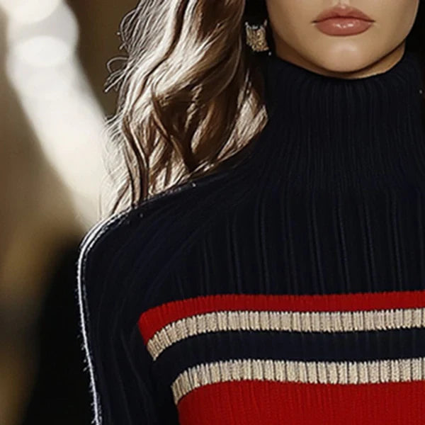 Women’s striped turtleneck bodycon sweater dress – women