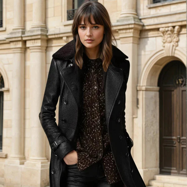 Women’s winter leather coat elegant warm – women