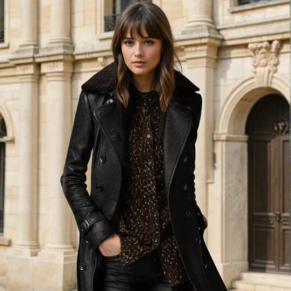 Women’s winter leather coat elegant warm – women