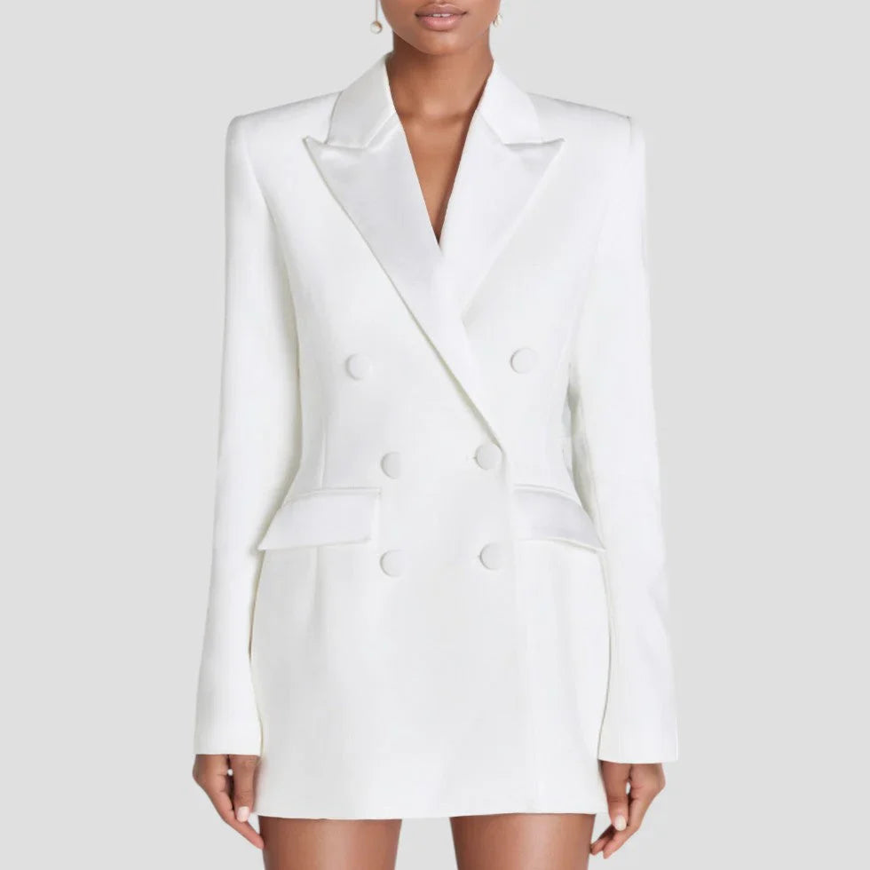 Roma women's blazer dress with double-breasted satin lapels